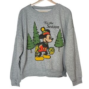 Disney Mickey Mouse Tis the Season Graphic Print Pullover Sweatshirt Size XXL